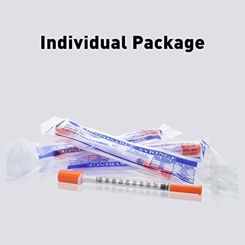 Image of U-100 1cc 30g 5 /16 In (8mm) Syringe with Needle, Individually Wrapped, Pack of 20