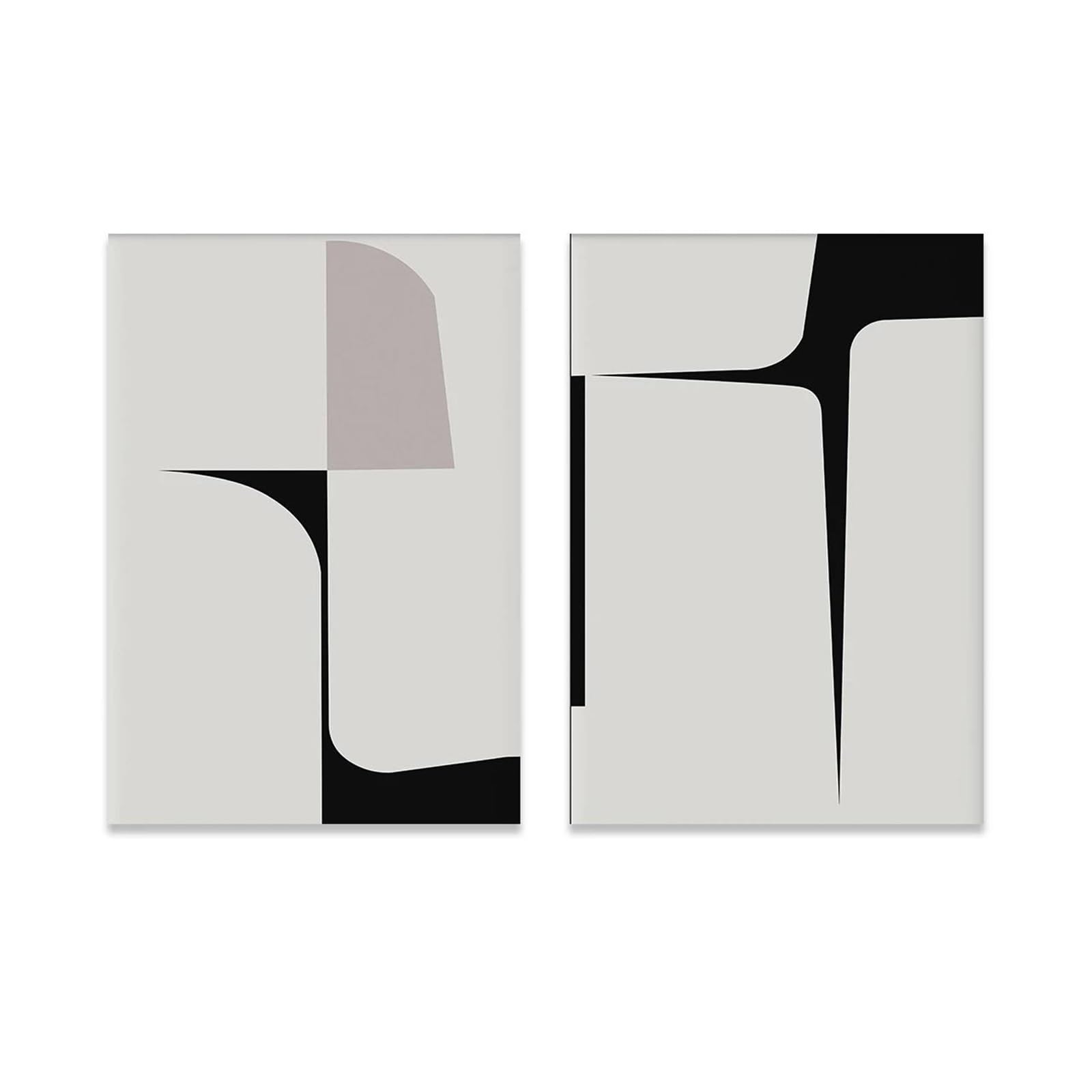 Tableau moderne abstrait en noir et blanc, lot de 2 affiches de peinture