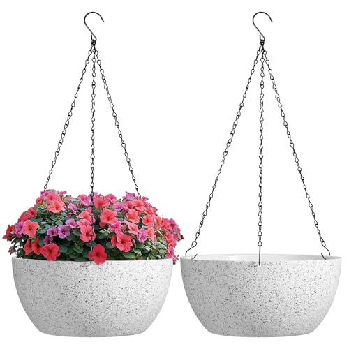 T4U Blumentopf Hängend Plastik 2er Set, Φ30CM Hängetopf für Pflanzen...