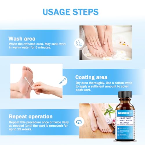 DERMFREE LIGUID WART Remover,Fast Action Wart Remover,Wart Liquid with Salicylic Acid, Plantar Wart, Common Wart, Flat Wart,Corn, Callus,1floz(30mL)