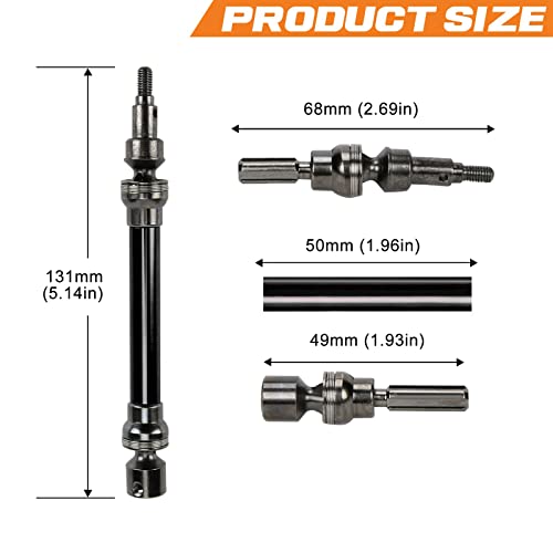 RCAWD Drive Shaft for ARRMA 1/10 New Big Rock (NOT for Old Big Rock) Crew CAB 4x4 V3 3s BLX Brushless Monster Truck RTR Upgrades, Driveshaft Front Rear for #ARA4312V3 Black - Thumbnail 3