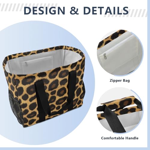 Nander Leopard Skin Print Foldable Tote Bag Waterproof Sandproof Women Beach Bag Handbag Gym Bag Travel Shopping Bag3
