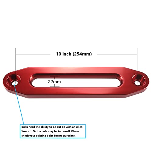 Ucreative Aluminum Hawse Fairlead for 8000-13000 LBs Winch 10\" (254mm) Mount Glossy (Red) - Thumbnail 2