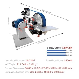 Belt Sander, 1500W Power with 2.2KW VFD, 72x2 inch Belt SizeKnife Sharpener, with 3 Grinding Moulds & 3PCS zirconia corundum sand beltsSanding Belts Compatible with 72"- 82 * 2" Belts