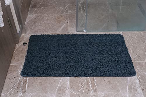 QOENIQ 3 teiliges 100 % Baumwolle Badematte 120, 80 und 50 cm Badvorleger Badteppich rutschfest (Anthrazit) – Bild 7