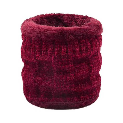 Pluto & Fox Bragas Para El Cuello Térmica Unisex Mujer Y Hombre Diseño Liso De Lana Ganchillo Con Borreguito Por Dentro Para Invierno Cálido Pasamontañas Para Ciclista Motociclismo (Granate)