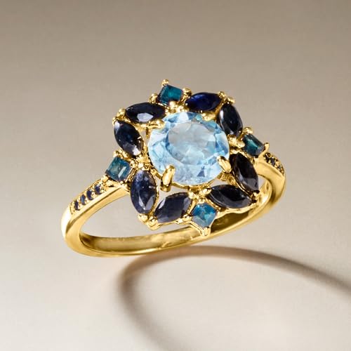 Ross-Simons 1.80 Carat Sky Blue Topaz, 2.40 ct. t.w. Sapphire and .80 ct. t.w. London Blue Topaz Ring in 18kt Gold Over Sterling4