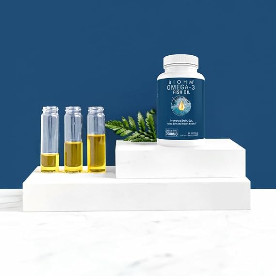 BIOHM Omega-3 Fish Oil 2500mg, 60 Softgels, High Potency 860mg EPA & 630mg DHA, Omega 3 Fatty Acid Supplements to Support Brain, Joint, Eye, Liver & Gut Health, Sustainably Sourced