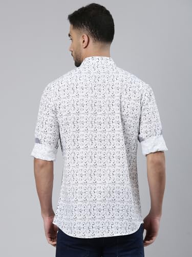 Image of ClassicPolo Men's Full Sleeve Multicolor Polo Neck Slim Fit All-Over Print Cotton Shirt