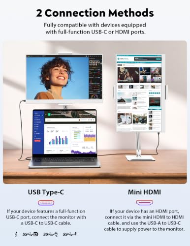 Image of Portable Monitor 15.6 inch, FHD 1080P 100% sRGB White Laptop Monitor with Adjustable Stand, Ultra Slim Travel Monitor with Eye Protection, Plug and Play for Laptop /PC /Mac /Android /PS5