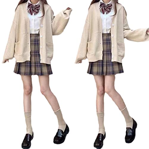 Image of Womens Japanese Cute Kawaii Knitted Cardigan Sweater Cosplay Long Sleeve Button Down JK School Uniform Jacket