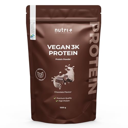 Proteína para masa muscular - Nutri + Vegan Protein Blend en Polvo Chocolate 1 kg - Batido de Proteína Vegana - Bajo en Azúcares Chocolate Powder 1000 g sin Lactosa Proteína para masa muscular - Nutri + Vegan Protein Blend en Polvo Chocolate 1 kg - Batido de Proteína Vegana - Bajo en Azúcares Chocolate Powder 1000 g sin Lactosa