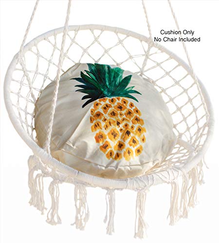 Nooksta Cushion Only for Macrame Hanging Chair - Thick Cushion for Hanging Chairs for bedrooms. Make Indoor Hanging Chair and Ceiling Chair More Comfortable. 60cm Diameter Round IvoryPineapple
