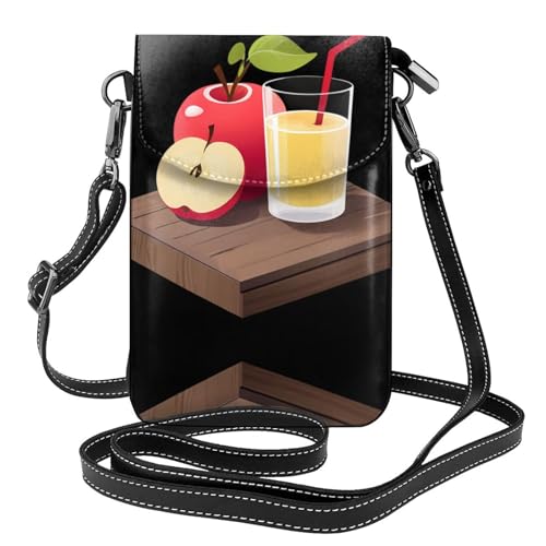 Petit sac à bandoulière en cuir pour téléphone portable imprimé fruits 19,3x12,4 cm