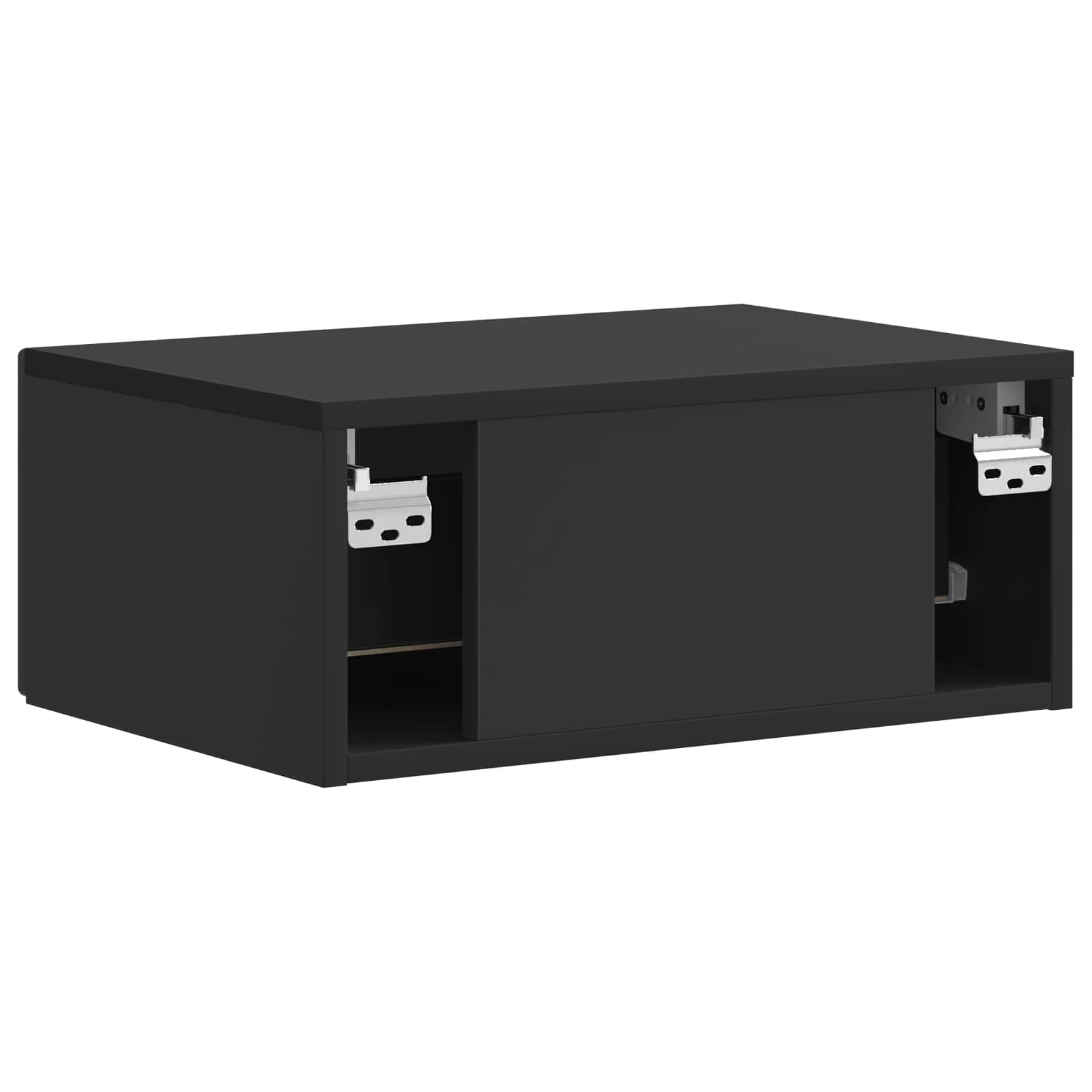 Comodino sospeso con cassetto nero 49 x 34,5 x 20 cm, comodino con divisori, armadio pensile in legno per camera da letto, mobili moderni scorrevole silenzioso