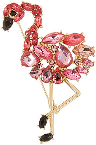 Image of Napier Boxed Fancy Pink Crystal Flamingo Pin, Gold Tone