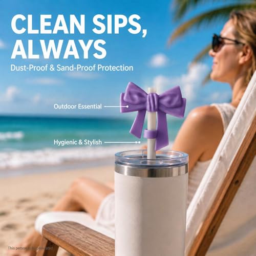 Image of BTYHAOS Straw Covers, Dust Proof Straw Toppers Fit Stanley 30 40oz Tumbler | Reusable Food-Grade Silicone Straw Covers Cap for Most 10mm Reusable Straw