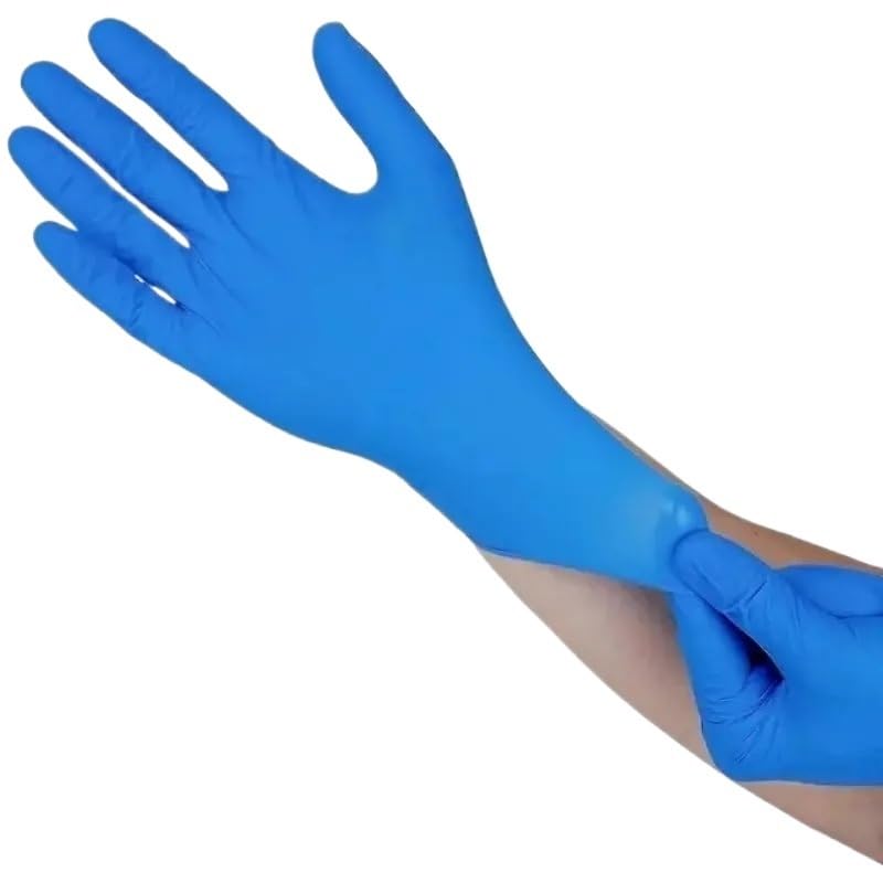 20/50/100 pezzi Guanti monouso in nitrile blu for la pulizia della casa, non sterili, da lavoro, cucina, senza polvere e lattice(Blue 100PCS,L)
