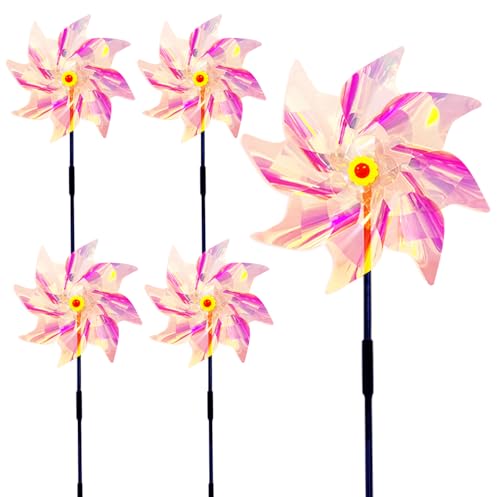 5 repellenti per piccioni, girandola a vento da giardino, riflettenti, per proteggere giardino, cortile, frutteto (D)