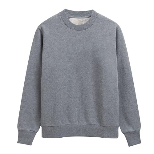 Stylerstreet Men’s Crew Neck Solid Sweatshirts, Lightweight 280 GSM Terry Cotton Long Sleeve Comfortable Sweatshirt for Men Adult, Sizes S - 2XL (UK, Alpha, L, Regular, Regular, Medium Heather Grey)