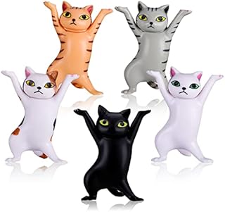5Pcs Dancing Cats Pencil Holder, Cat Pen Holder Mobile Phone Holder, Cute Cat Figure Cat Earphone Holder Cat Gifts for Cat Lovers Home Decoration Ornaments