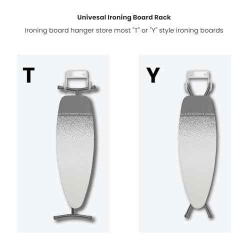 LIFTATAPA Ironing Board Hanger Wall Mount, Ironing Board Holder Organizer Wall Rack for Laundry Rooms Space-Saving Storage Rack Hanging Shelf Hanger (White)