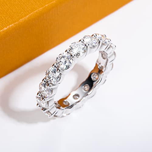 Moissanite Wedding Band Eternity Ring 5Cttw D Color Vvs1 Clarity Round Brilliant Cut Lab Created Diamond Gold Plated 925 Sterling Silver Fake Promise Anniversary Bands For Women With Certificate(6.5) #TOP5