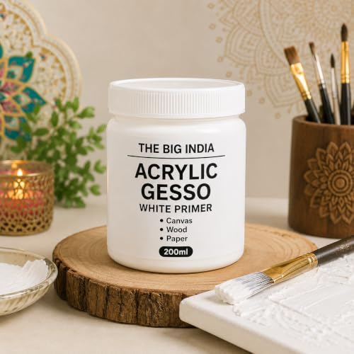 Image of Acrylic Gesso White Primer | Art & Craft Surface Sealer for Canvas, Wood, Paper, MDF & More | Smooth Matte Finish | 200ml (Pure for Sure)