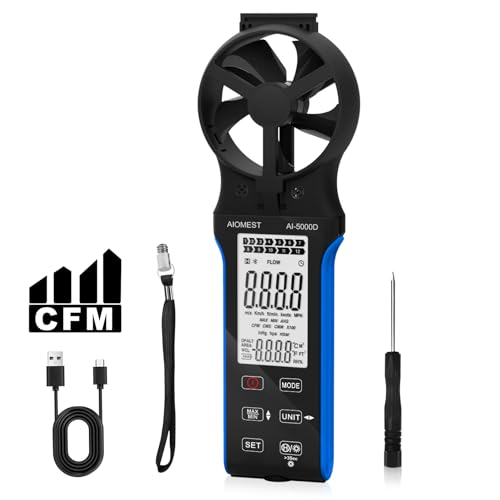 AIOMEST CFM Wind Handheld Anemometer Wasserdicht, Digitale Windgeschwindigkeitsmesser mit Anti-Interferenz-Touch-Tasten für Luftstrom HAVC, Luftströmungsgeschwindigkeitsmesser Messgerät AI-5000D AIOMEST CFM Wind Handheld Anemometer Wasserdicht, Digitale Windgeschwindigkeitsmesser mit Anti-Interferenz-Touch-Tasten für Luftstrom HAVC, Luftströmungsgeschwindigkeitsmesser Messgerät AI-5000D