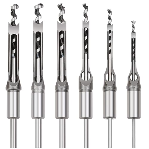 Image of WYNNsky Hole Mortise Chisel Drill Bit Tools, Size 1/4’’ 5/16’’ 3/8’’ 1/2’’ 9/16’’ 5/8’’