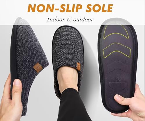 COFACE Unisex Mens Womens Cozy Memory Foam Scuff Slippers Casual Slip On Warm House Shoes Indoor/Outdoor Felt Sandal Slippers Size 4-154