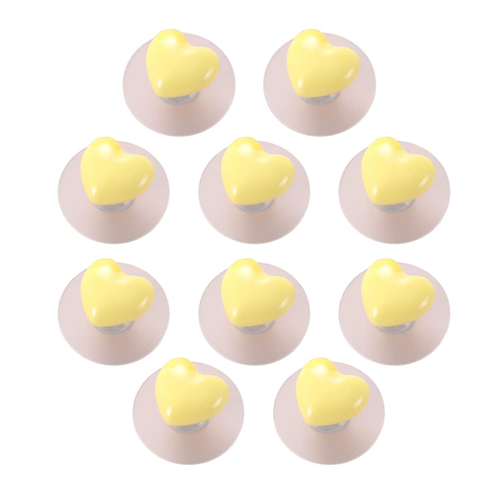 10 boutons de placard La Chambre des enfants Bouton en forme de coeur Sans coup de poing Auto-adhésif céramique Boutons de porte Poignée de tiroir garde-robe Décoratif Quincaillerie pour meubles