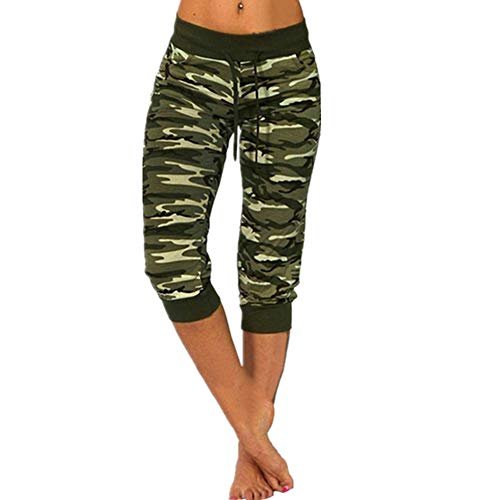 N\P Pantalones de ch�ndal Impreso Medias El�sticas de Cintura Alta Estiramiento Pantalones Cortos Correr