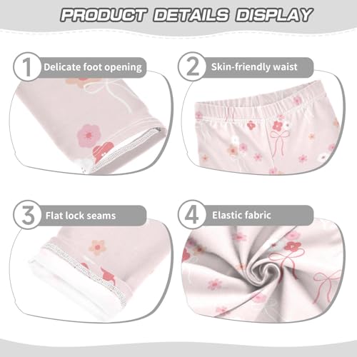 Bow Flower Girls Leggings,Workout Leggings for Girls Toddler Athletic Leggings Size for 3-10T3