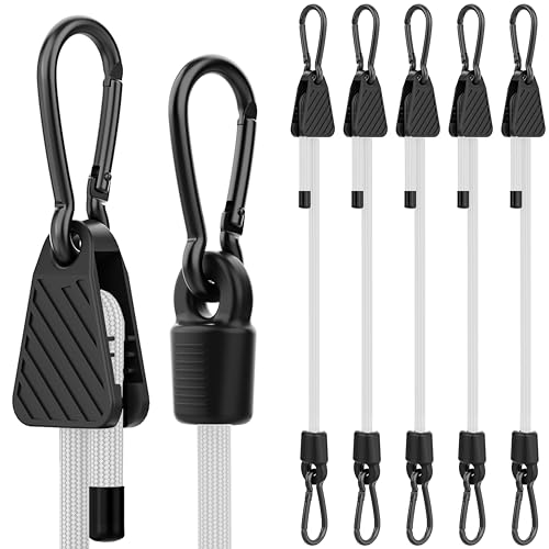 Bungee Cords with Hooks 48 Inch Adjustable White Bungee Cords with Carabiner Heavy Duty Outdoor 8mm Thick Easy to Adjust Bungee Rope UV Resistant for Truck Bed Bike Rack Camping 6 Pack