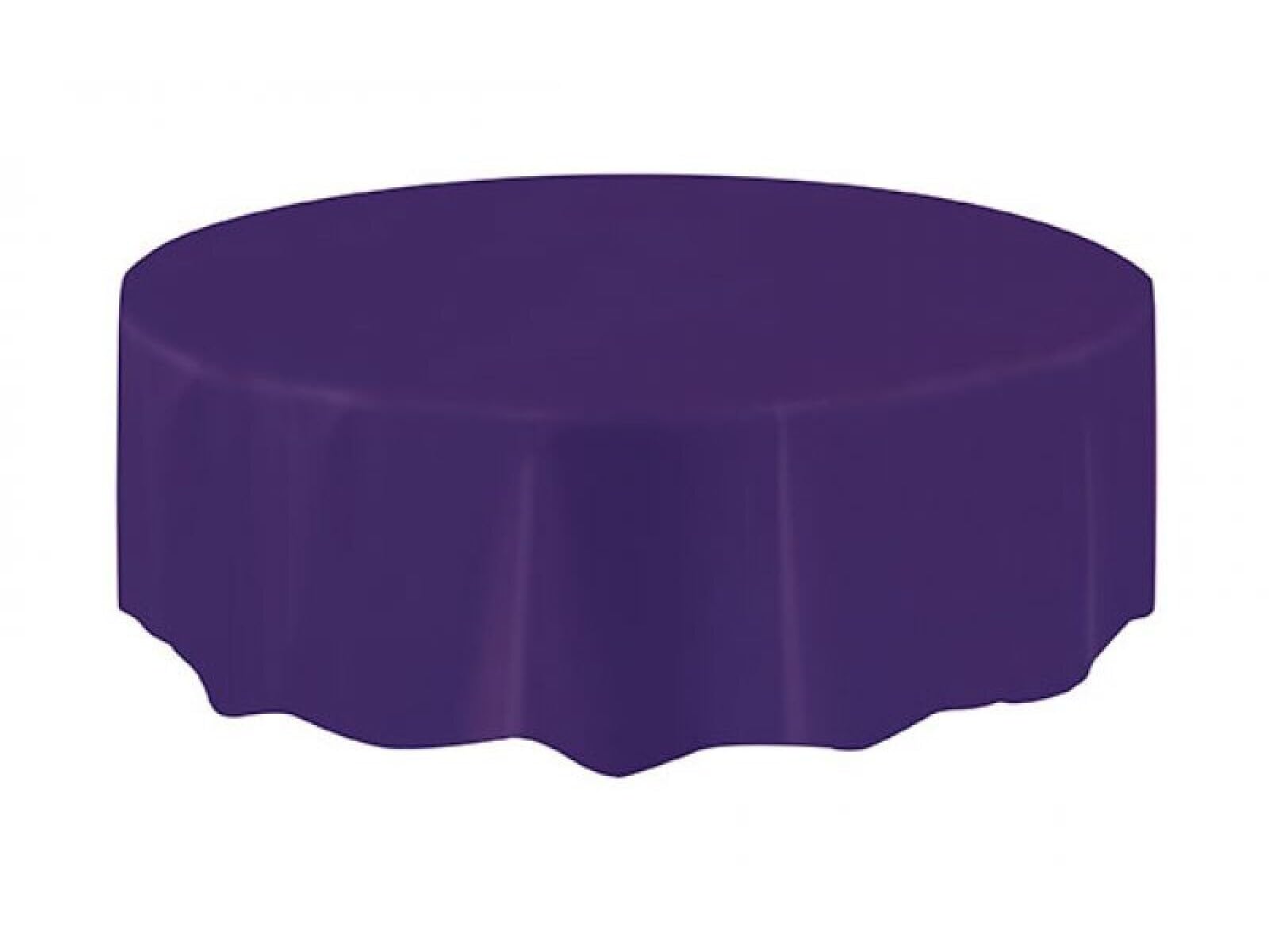 Party Buz WE VALUE YOUR TRUST Round Solid Plastic Table Cover for Celebrations, Events, Home Use and Parties Tablecloth - Count 1 (Purple)