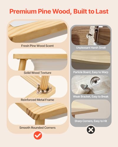 Image of VEVOR Sensory Table for Toddlers, Wooden Kids Activity Table with 2 Stools, Double-Sided Board, Storage Bins, and Non-Slip Feet, for Boys and Girls Playing Sand and Water, Drawing, Studying, Dining