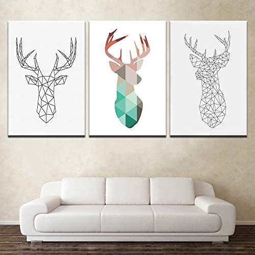 Tableau triptyque cerf géométrique pour raviver un mur blanc vide - 6