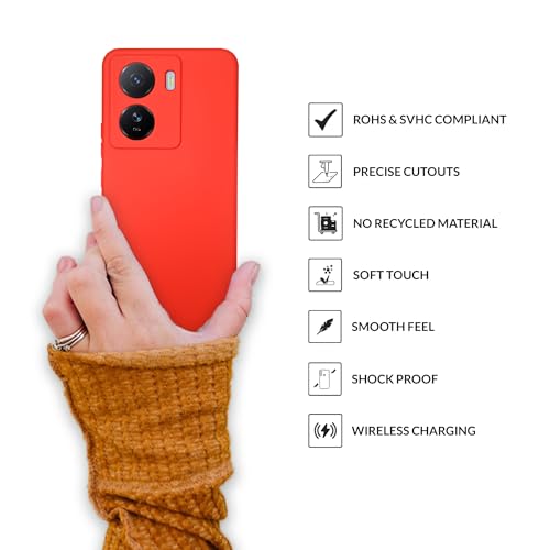 Image of SPRIG Compatible with IQOO Z7s Phone TPEE Premium Back Cover Drop Tested Shock Proof Mobile Case for Men, Women, Boys and Girls with Camera Protection (Red)
