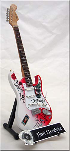 JIMI HENDRIX Guitare Miniature avec médiator Monterey Pop - Les Beatles, Paul McCartney, John Lennon, RIngo Starr, George Harrison JIMI HENDRIX Guitare Miniature avec médiator Monterey Pop