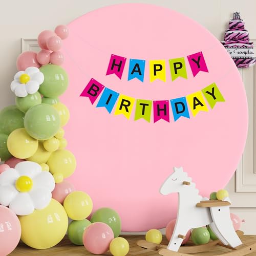 Putros 6.6FT Round Backdrop Cover with Buckles Pink Polyester Fitted Circle Balloon Arch Cover for Wedding Birthday Party Decoration by Putros - Image 5