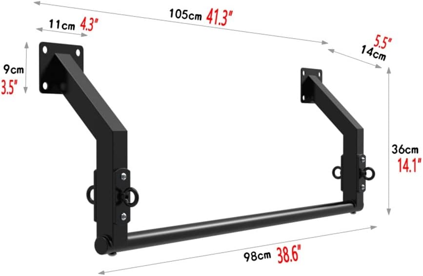 Wall Mounted Pull Up Bar Beam/Door Steel Heavy Duty Exercise Bar Sports Training Fitness Equipment for Men and Women Load 300kg,Onecolor-98CM