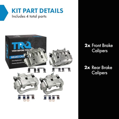 Image of TRQ Front and Rear Brake Caliper Set Zinc Coated Brackets Compatible with 2009-2010 Subaru Forester