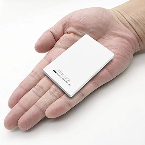Attom Tech Dual USB Output Super Slim Power Bank Ultra Thin, 3000mAh Portable Charger Mini External Phone Battery Pack Small Dual Outlet, Emergency Phone Power Backup (White) Cover