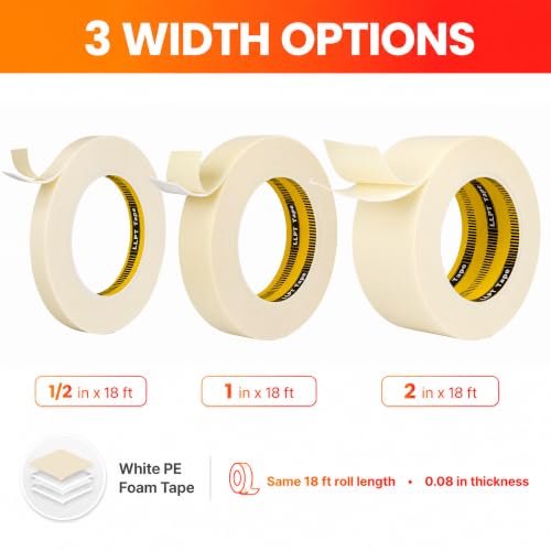 Image of LLPT Double Sided Foam Tape 2 inch x 18 Ft White | Heavy Duty, Strong Bonding, Waterproof, Weather Resistant for Banners Posters Alarm Sensors LED Strips and Home Office Decor