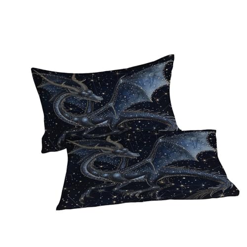 Housse de couette dragon 2 pièces 200x200cm couvre-lit animaux - 7