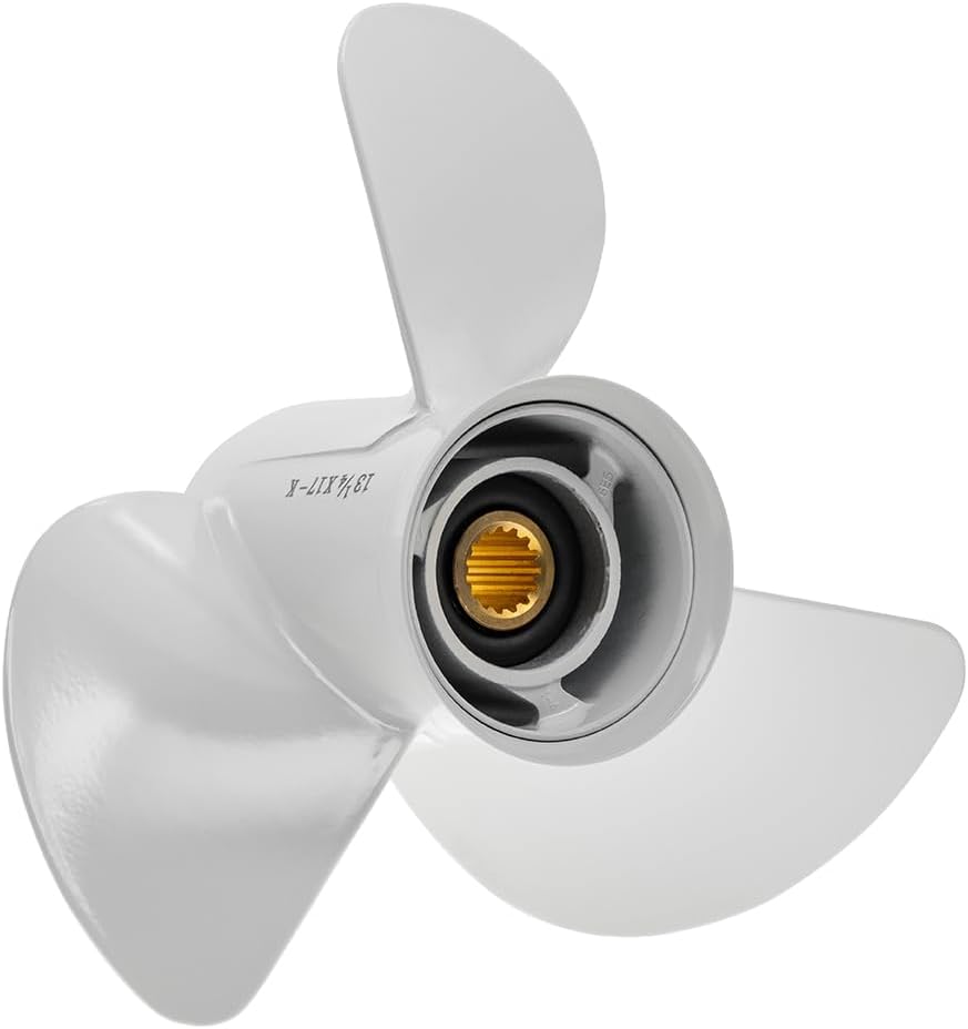 13 1/4x17 -K 6E5-45945-01-EL Aluminum Outboard Propeller Compatible with Yamaha Outboard Engines 60HP 70HP 75HP 80HP 85HP 90HP 115HP 130HP,15 Tooth,RH,White Aluminum Outboard Propeller