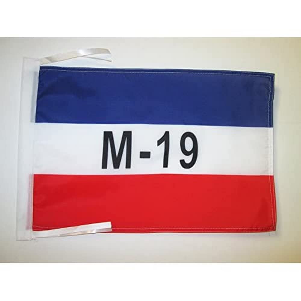 AZ FLAG - 19th of April Movement in Colombia Flag - 18'' x 12'' - 100% Polyester M-19 Colombian Small Banner with Two Cords - Fade Resistant - Vivid Colors - 18x12 in - 45x30 Cm