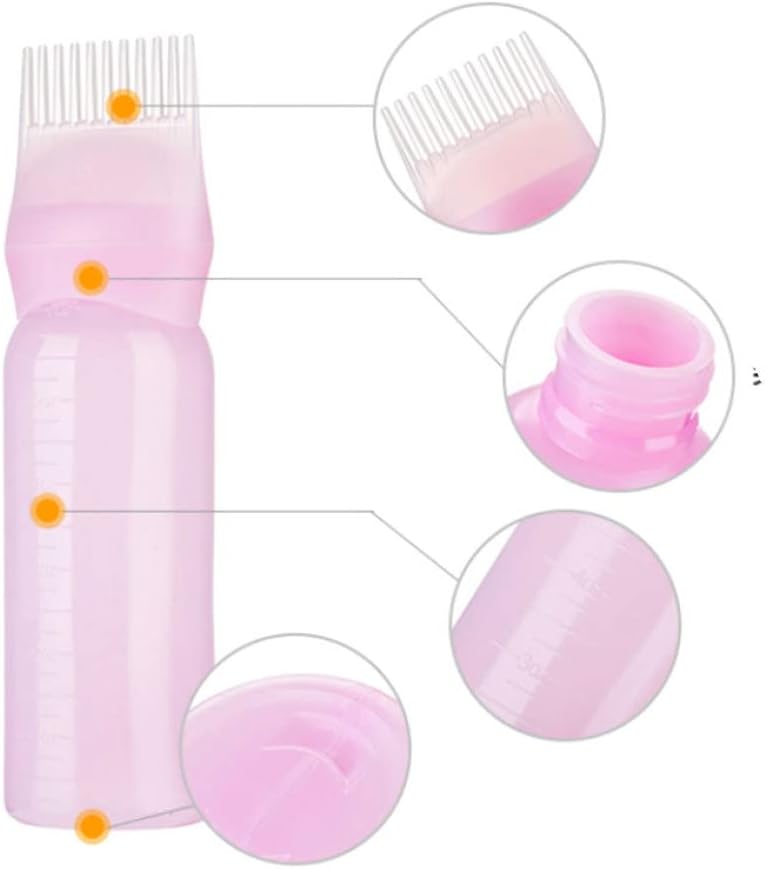 KANTANZE Comb Applicator Bottle,Hair Dye Bottle Applicator Bottle Root Comb Hair Care Root Comb Applicator with Graduated Scale for Salon Hair Color Applicator 3pcs