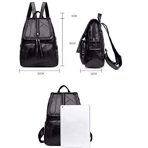 Mochila Bolsa Feminina Em Couro Trançada Escolar Passeios (PRETO)